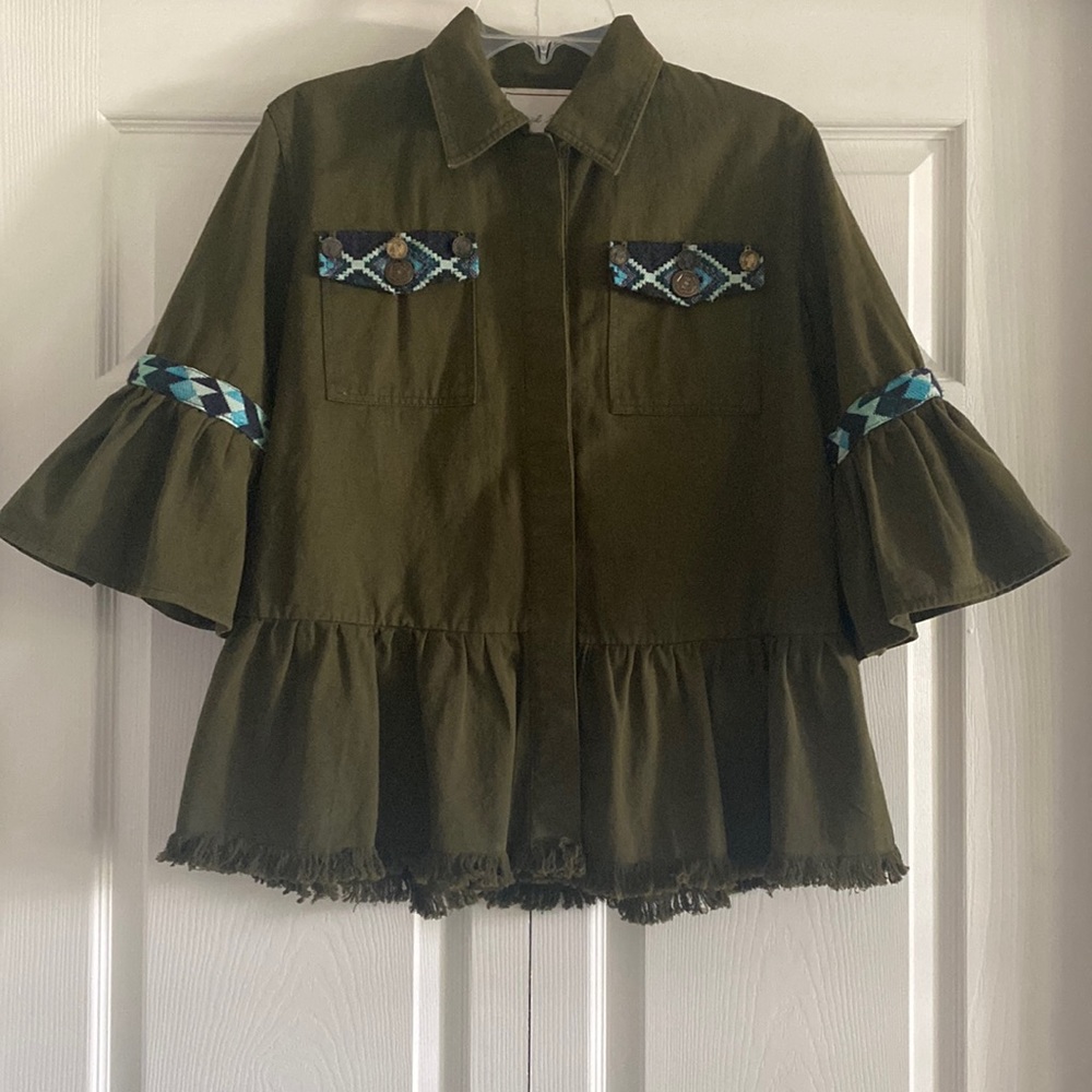 Beautiful Stories/Anthropologie Inika Olive Green Utility Jacket - Size XSmall